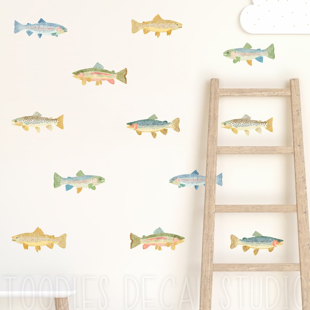 fish nursery accessories Humyoun 36 Pcs Ocean Wall Decals Watercolor Blue School of Fish Wall Decor Waterproof Vinyl Decals Stickers Ocean Decor for Room Bedroom Bathroom Decoration : Baby Transform your childs room with our removable whale wall decals Lhoiplme Vintage Nursery Wall Art
